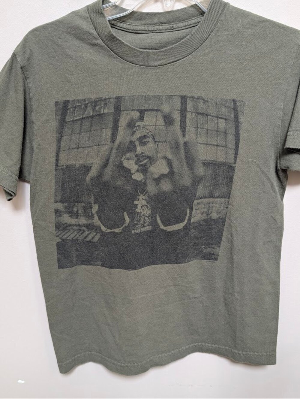 2PAC Graphic T-Shirt Size Small Olive Green Cotton